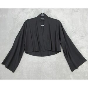 OZAI N KU Cardigan Womens OS Black Open Front‎ Cropped Bell Sleeve Minimalist